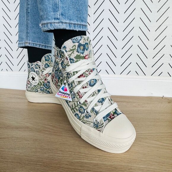 ⭐Converse Chuck Taylor Lift Platform 8 Women Shoes Floral Tapestry Green A11992C - Picture 4 of 13